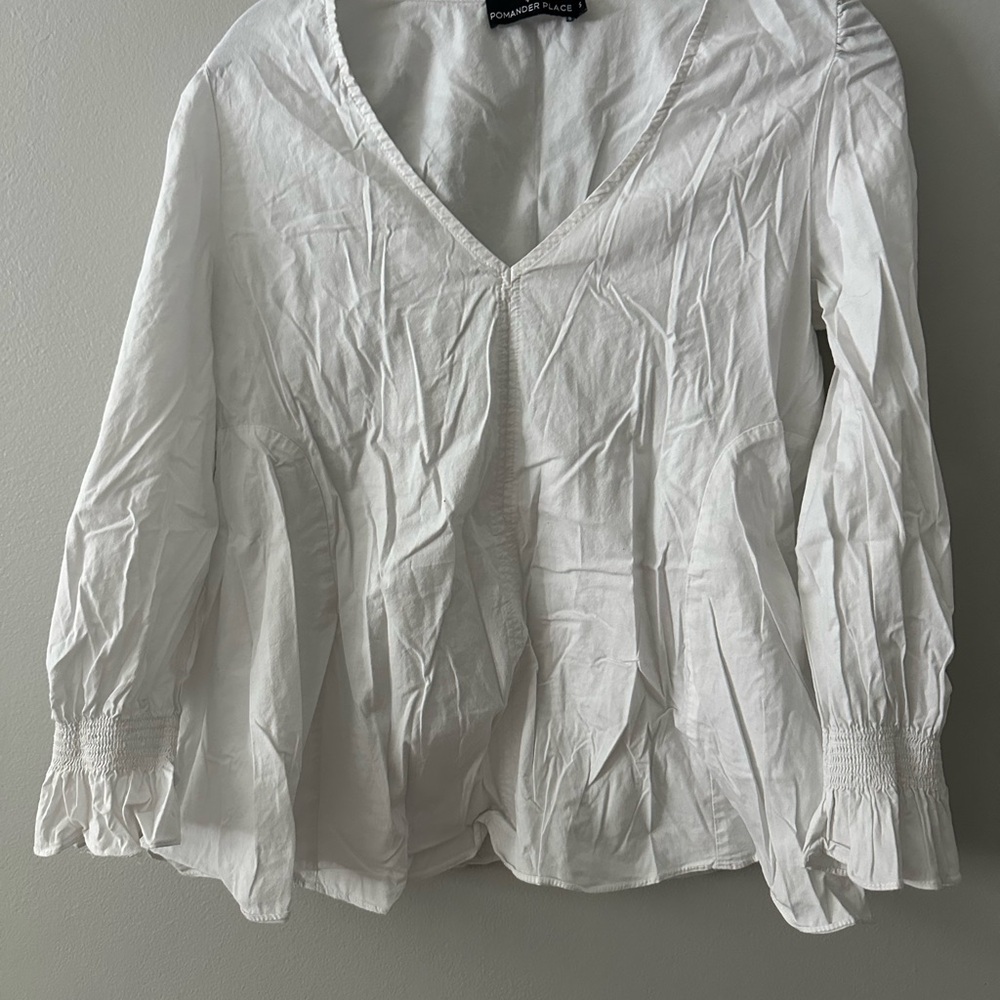 Pomander Place White Smocked Sailor Collar Blouse